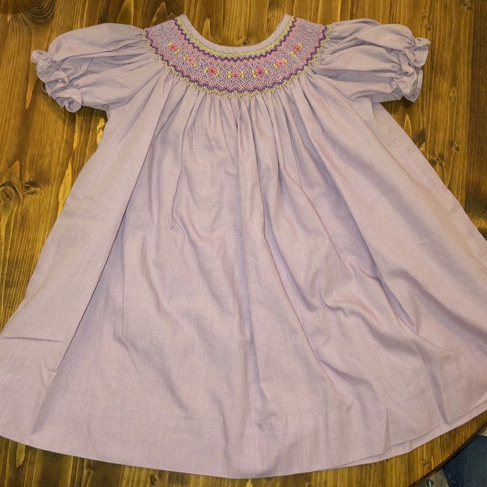 Cukees baby 12m purple gingham smocked dress